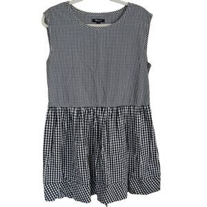 Madewell Gingham Tie Back Minidress Black white checkered sleeveless cotton S